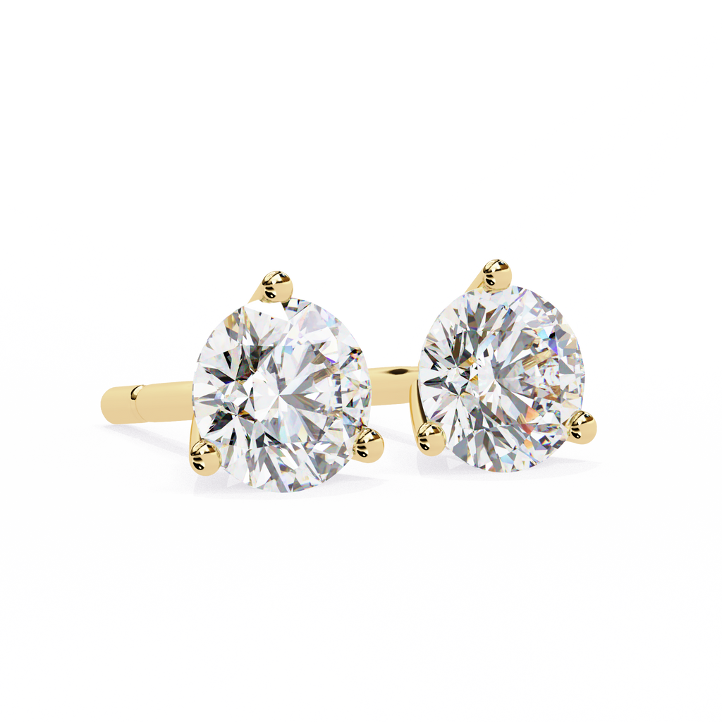 Round Diamond Stud Earrings – Lab Grown Brilliant Cut 3-Prong Setting, 2.57 Carat Diamond Studs– Lustraa’s Studded Earrings