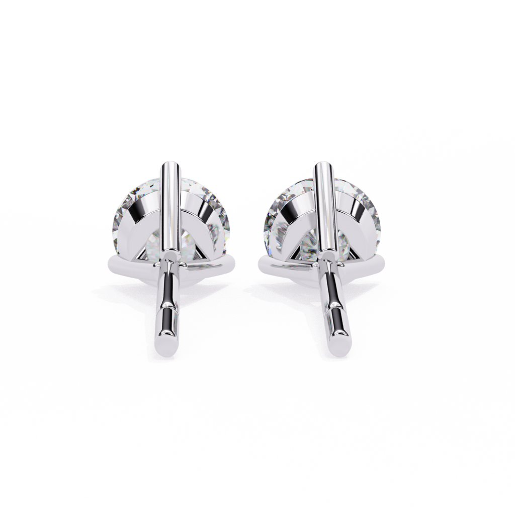 Round Diamond Stud Earrings – Lab Grown Brilliant Cut 3-Prong Setting, 2.57 Carat Diamond Studs– Lustraa’s Studded Earrings