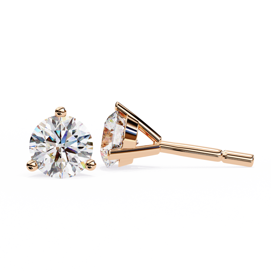 Round Diamond Stud Earrings – Lab Grown Brilliant Cut 3-Prong Setting, 2.57 Carat Diamond Studs– Lustraa’s Studded Earrings