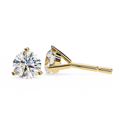 2.57 Carat Lab Grown Diamond Stud Earrings – Round Brilliant Cut – 3-Prong Setting –Lustraa’s Diamond Earrings
