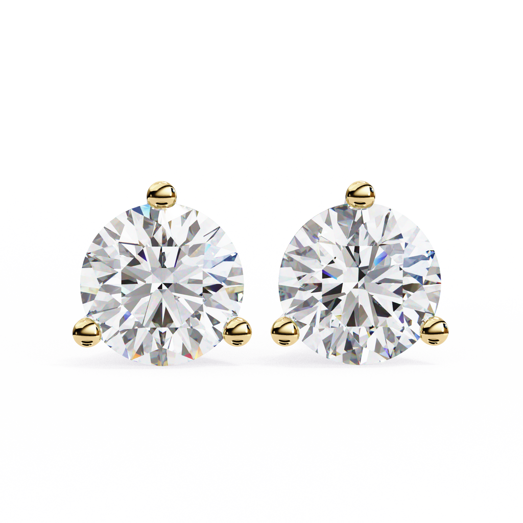 Round Diamond Stud Earrings – Lab Grown Brilliant Cut 3-Prong Setting, 2.57 Carat Diamond Studs– Lustraa’s Studded Earrings