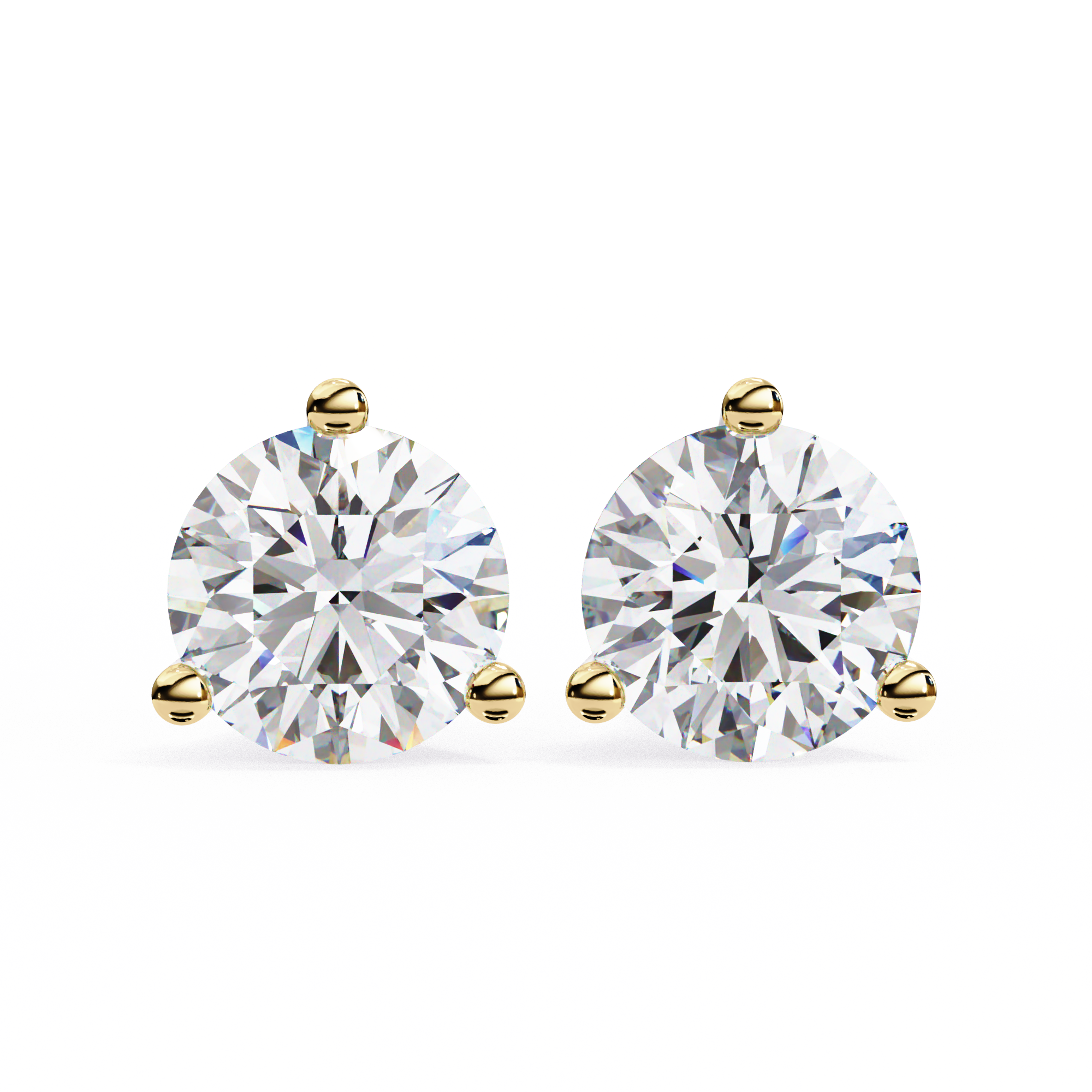 Round Diamond Stud Earrings – Lab Grown Brilliant Cut 3-Prong Setting, 2.57 Carat Diamond Studs– Lustraa’s Studded Earrings