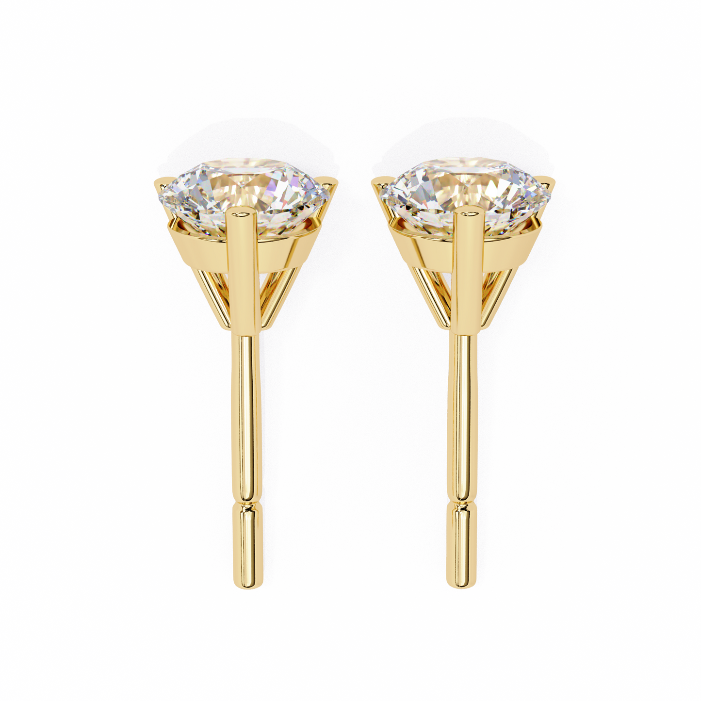 2.57 Carat Lab Grown Diamond Stud Earrings – Round Brilliant Cut – 3-Prong Setting –Lustraa’s Diamond Earrings