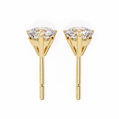 2.57 Carat Lab Grown Diamond Stud Earrings – Round Brilliant Cut – 3-Prong Setting –Lustraa’s Diamond Earrings