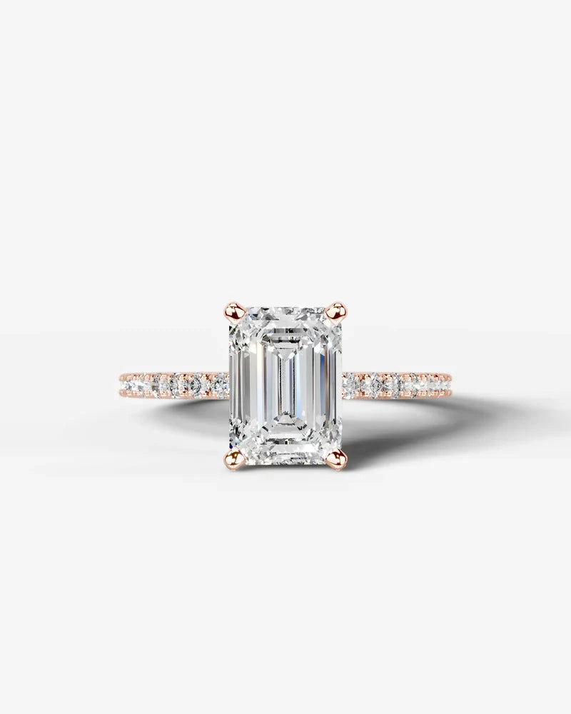 2 Carat Lab Grown Diamond Viviana Emerald Cut Sidestone Engagement Ring