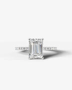 2 Carat Lab Grown Diamond Viviana Emerald Cut Sidestone Engagement Ring