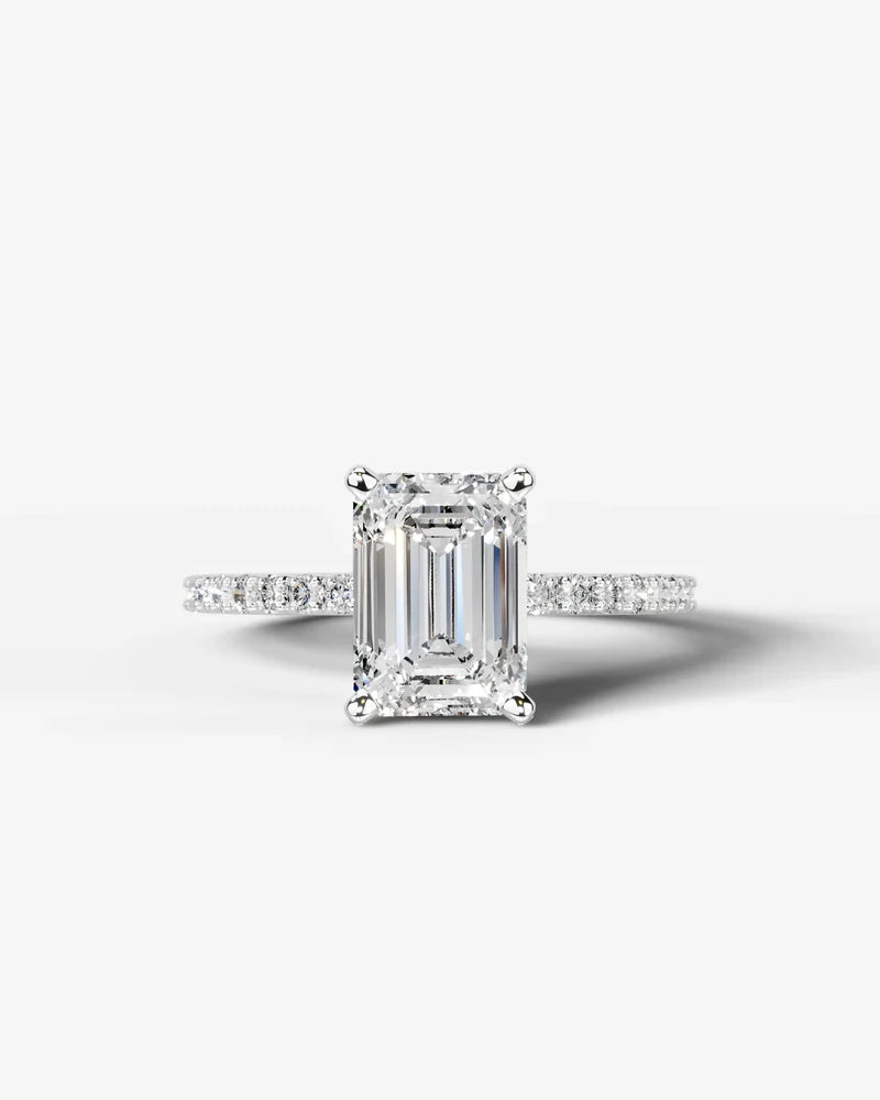 2 Carat Lab Grown Diamond Viviana Emerald Cut Sidestone Engagement Ring