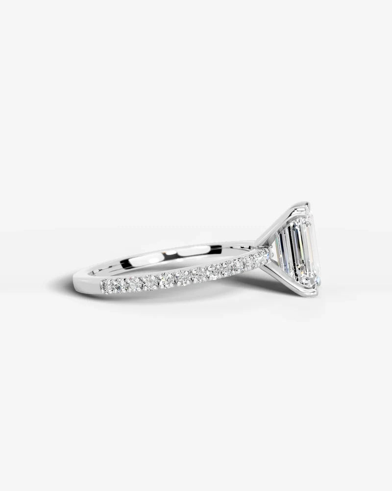 2 Carat Lab Grown Diamond Viviana Emerald Cut Sidestone Engagement Ring
