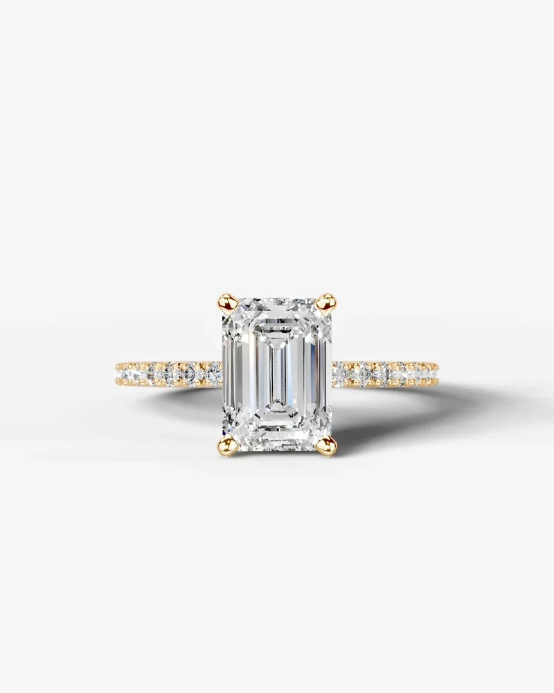 2 Carat Lab Grown Diamond Viviana Emerald Cut Sidestone Engagement Ring
