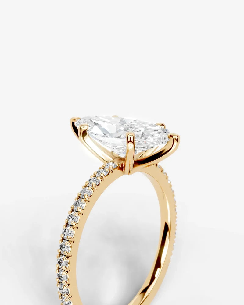 2 Carat Lab Grown Diamond Elara Marquise Cut Sidestone Engagement Ring