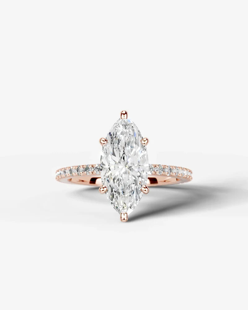 2 Carat Lab Grown Diamond Elara Marquise Cut Sidestone Engagement Ring
