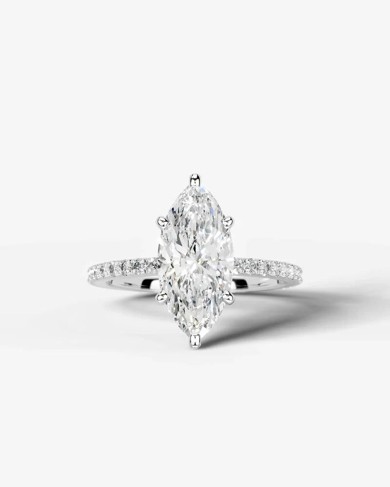 2 Carat Lab Grown Diamond Elara Marquise Cut Sidestone Engagement Ring