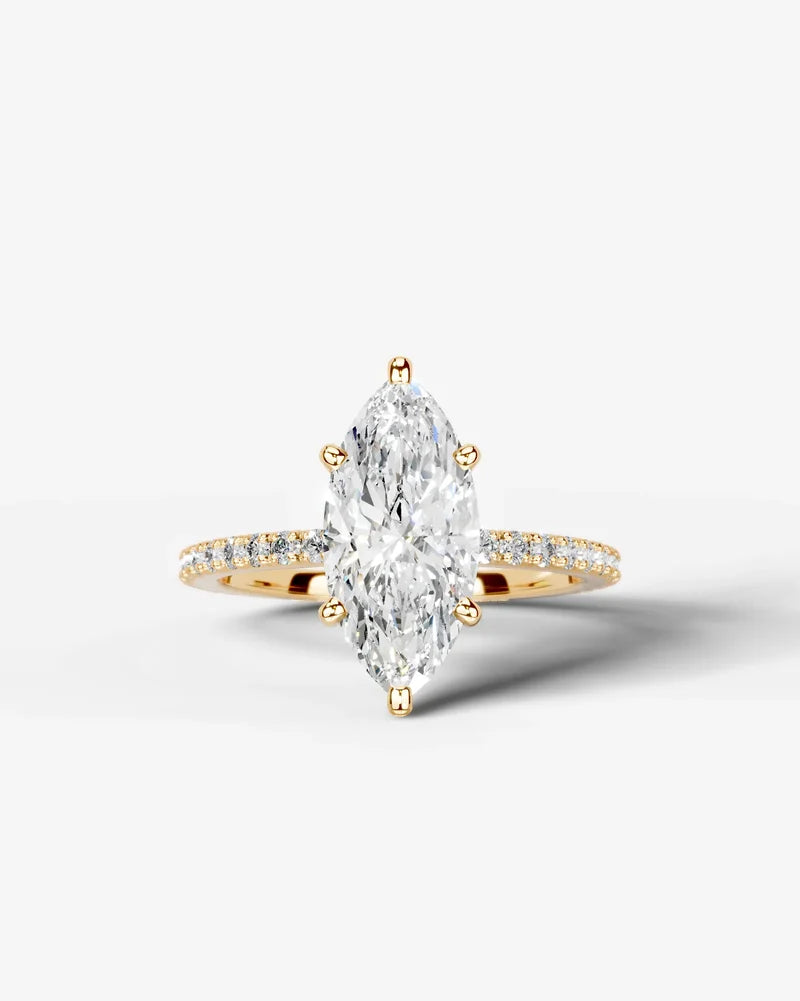 2 Carat Lab Grown Diamond Elara Marquise Cut Sidestone Engagement Ring
