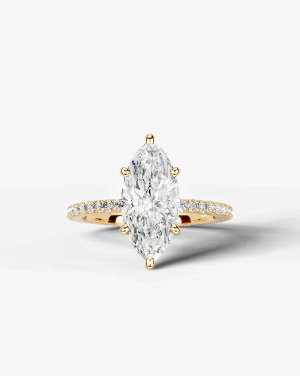 2 Carat Lab Grown Diamond Elara Marquise Cut Sidestone Engagement Ring