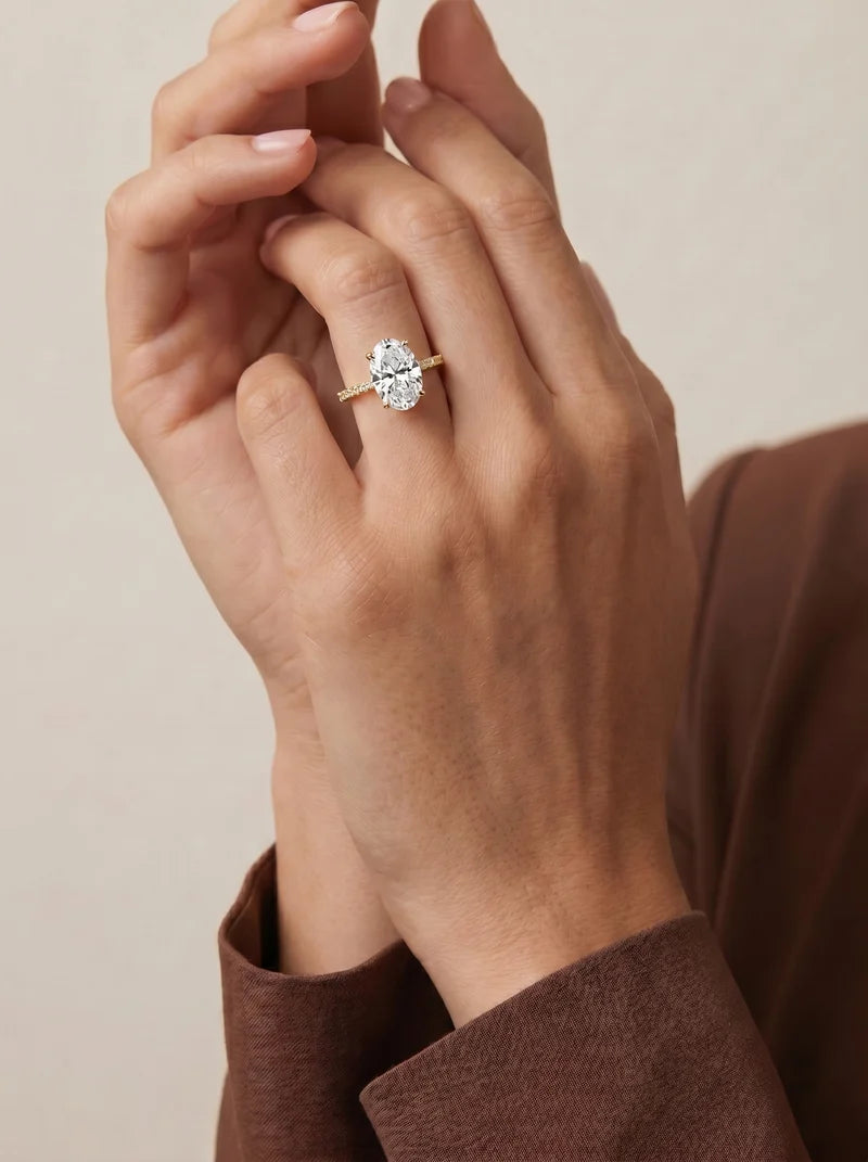 2 Carat Lab Grown Diamond Seraphina Oval Cut Sidestone Engagement Ring