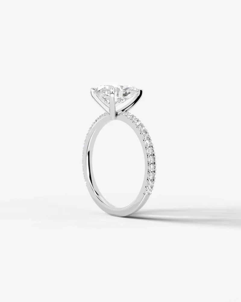 2 Carat Lab Grown Diamond Celestia Pear Cut Sidestone Engagement Ring