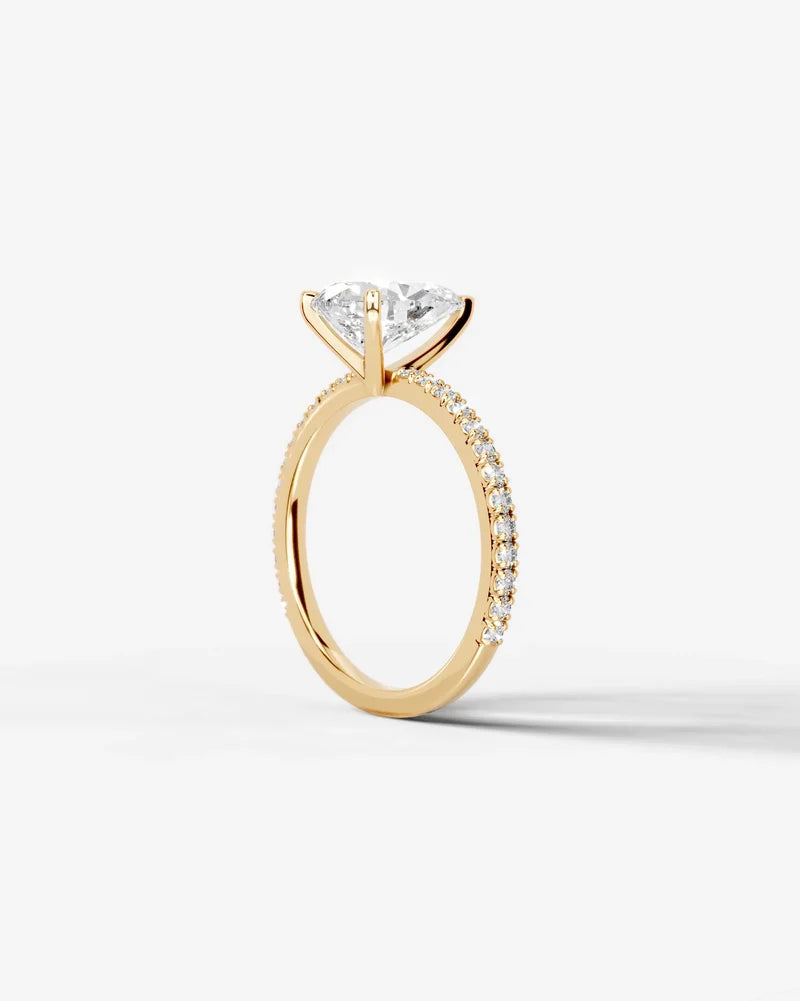 2 Carat Lab Grown Diamond Celestia Pear Cut Sidestone Engagement Ring