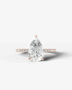 2 Carat Lab Grown Diamond Celestia Pear Cut Sidestone Engagement Ring