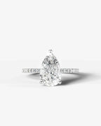 2 Carat Lab Grown Diamond Celestia Pear Cut Sidestone Engagement Ring