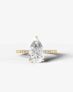 2 Carat Lab Grown Diamond Celestia Pear Cut Sidestone Engagement Ring