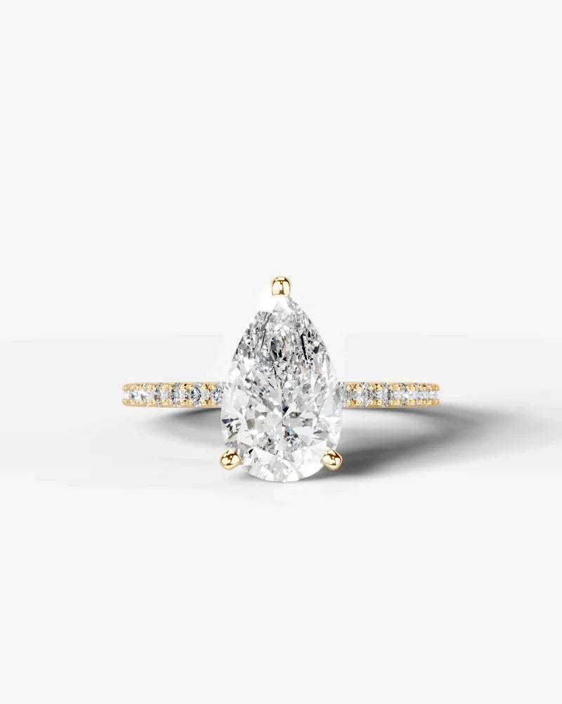 2 Carat Lab Grown Diamond Celestia Pear Cut Sidestone Engagement Ring