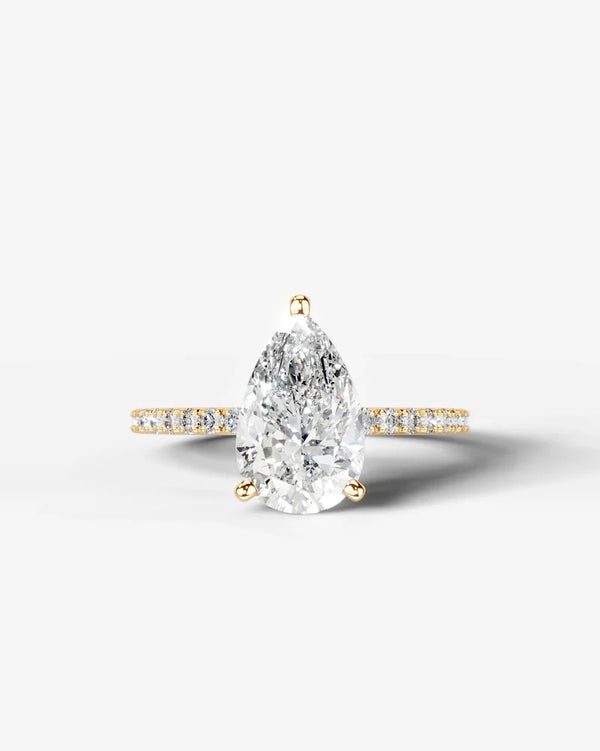 2 Carat Lab Grown Diamond Celestia Pear Cut Sidestone Engagement Ring