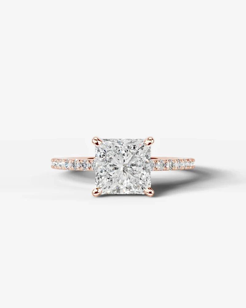 2 Carat Lab Grown Diamond Aurelia Princess Cut Sidestone Engagement Ring