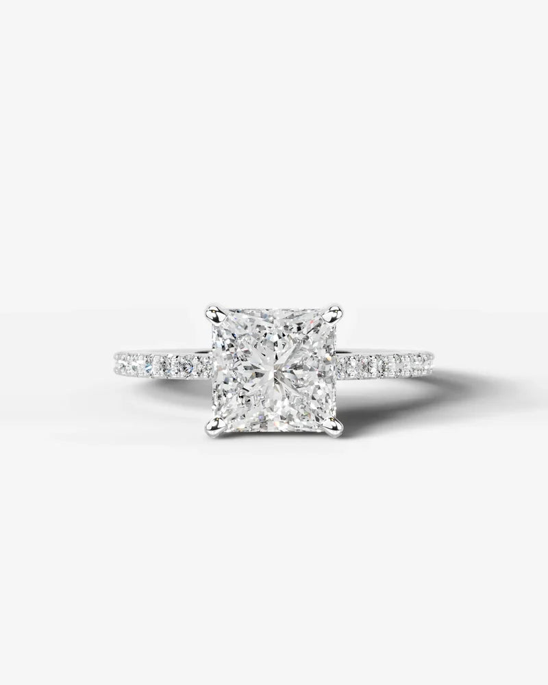 2 Carat Lab Grown Diamond Aurelia Princess Cut Sidestone Engagement Ring