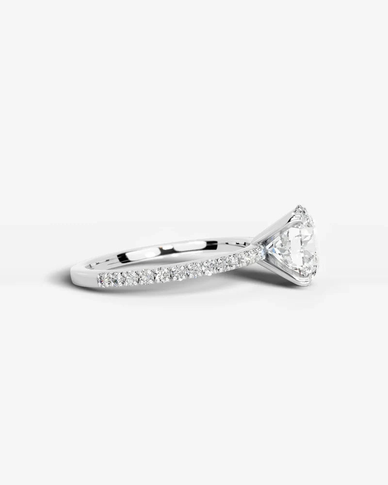 2 Carat Lab Grown Diamond Solaria Round Cut Sidestone Engagement Ring
