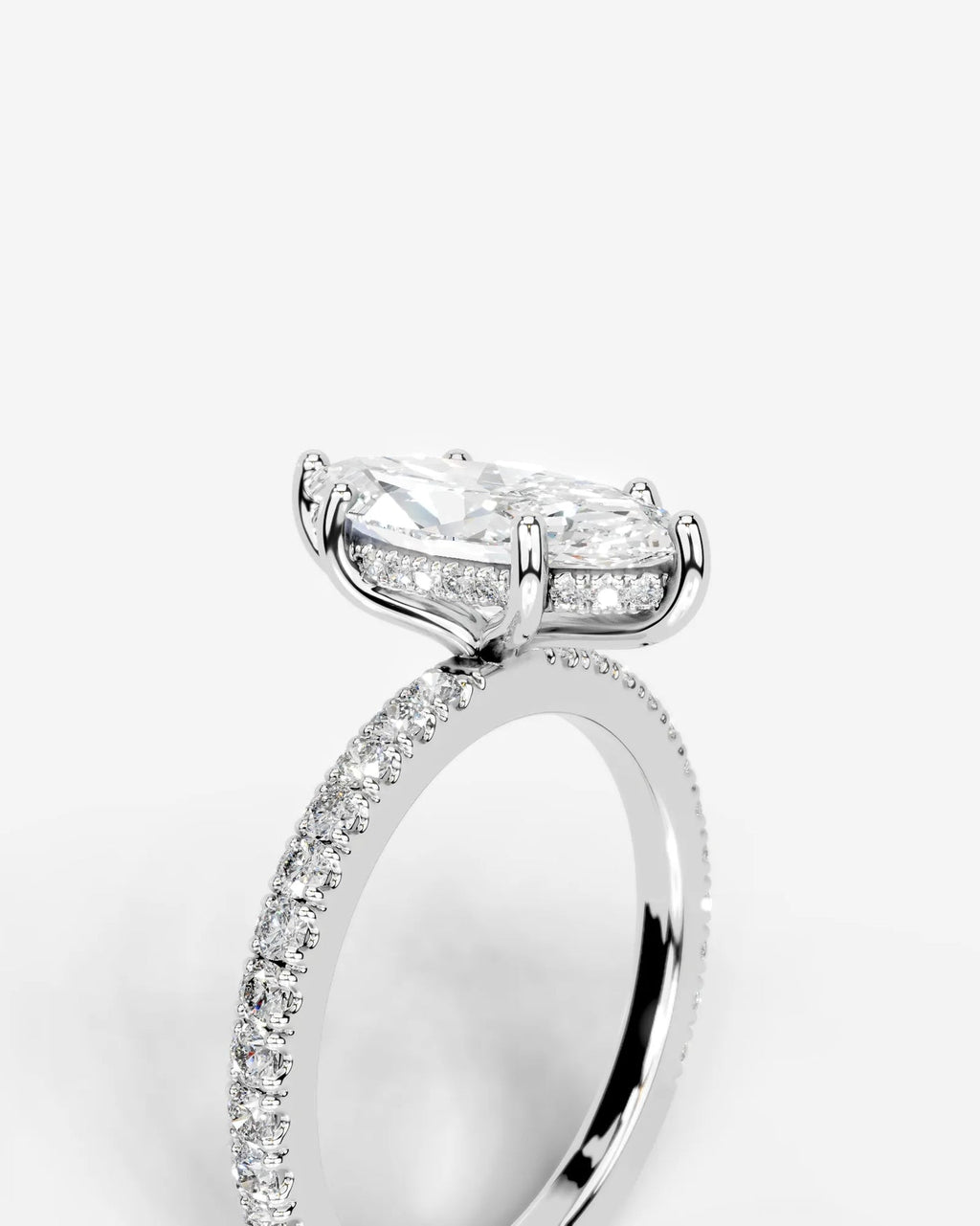 2 Carat Lab Grown Marquise Cut Diamond Pavé Ring