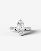 2 Carat Lab Grown Marquise Cut Diamond Pavé Ring