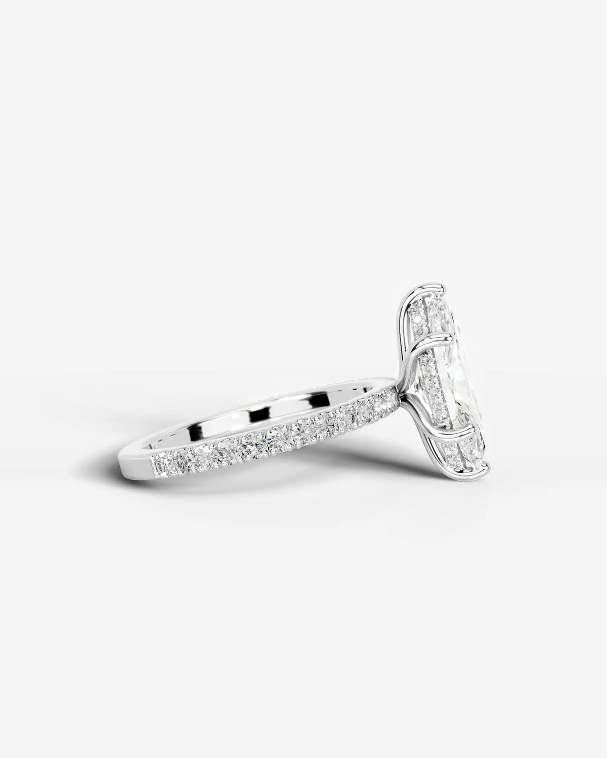 2 Carat Lab Grown Marquise Cut Diamond Pavé Ring