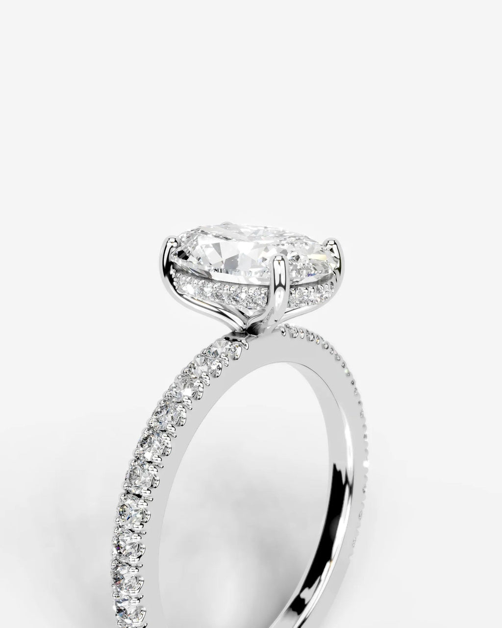 2 Carat Lab Grown Oval Cut Diamond Pavé Ring