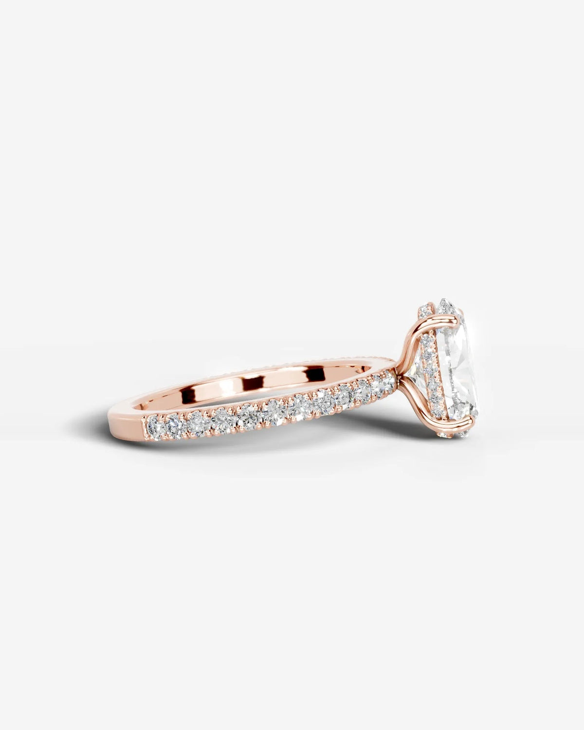 2 Carat Lab Grown Oval Cut Diamond Pavé Ring