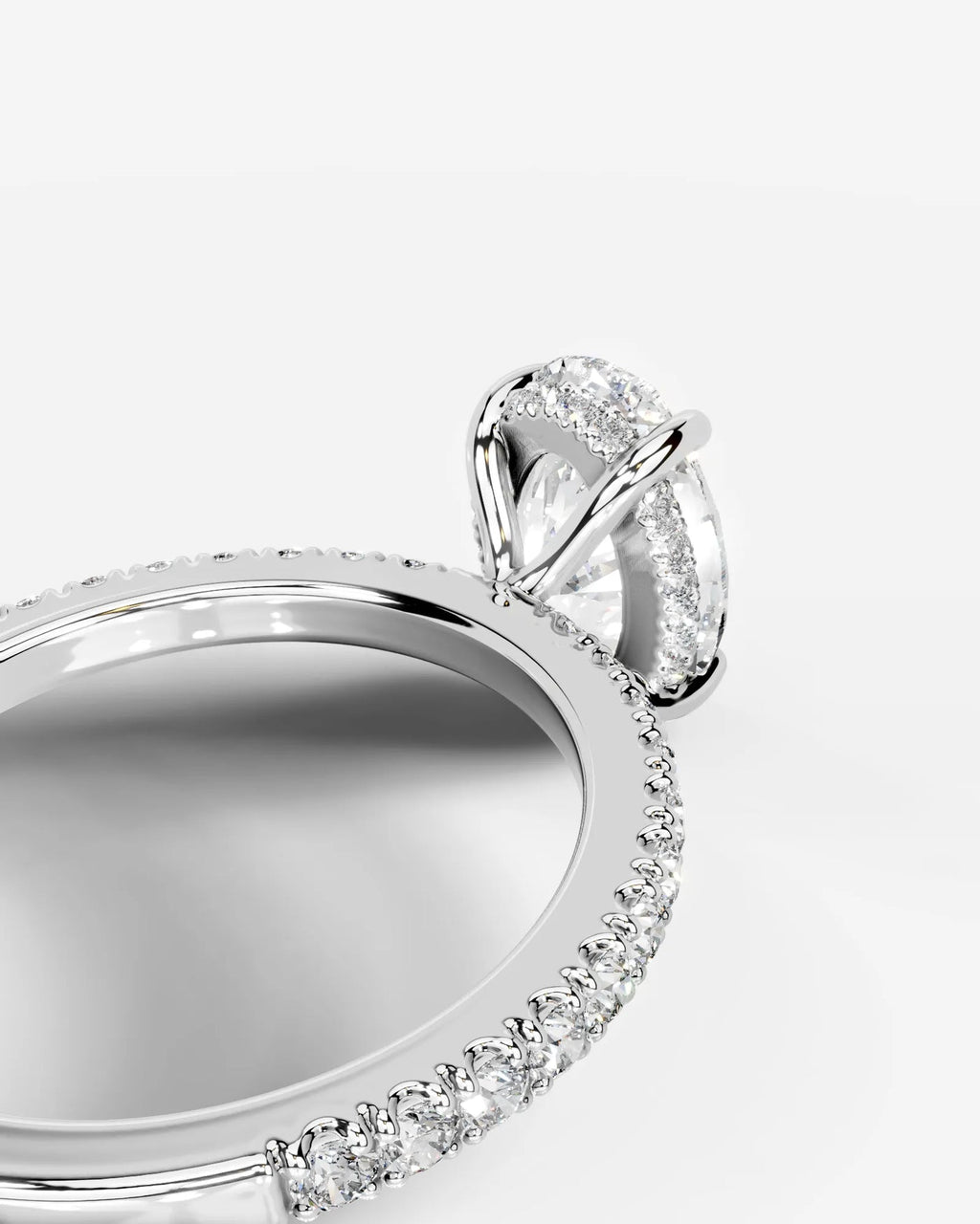 2 Carat Lab Grown Oval Cut Diamond Pavé Ring