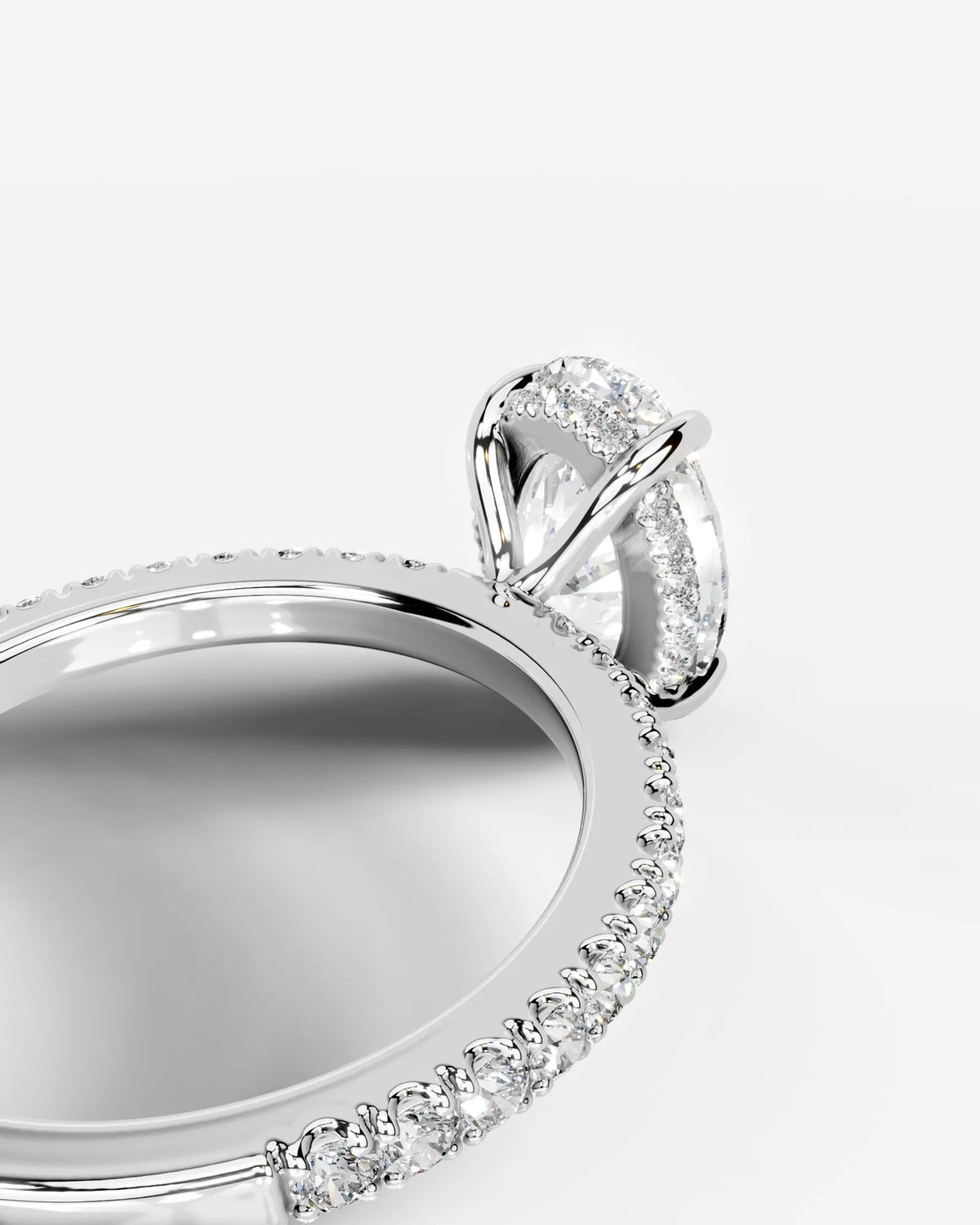 2 Carat Lab Grown Oval Cut Diamond Pavé Ring