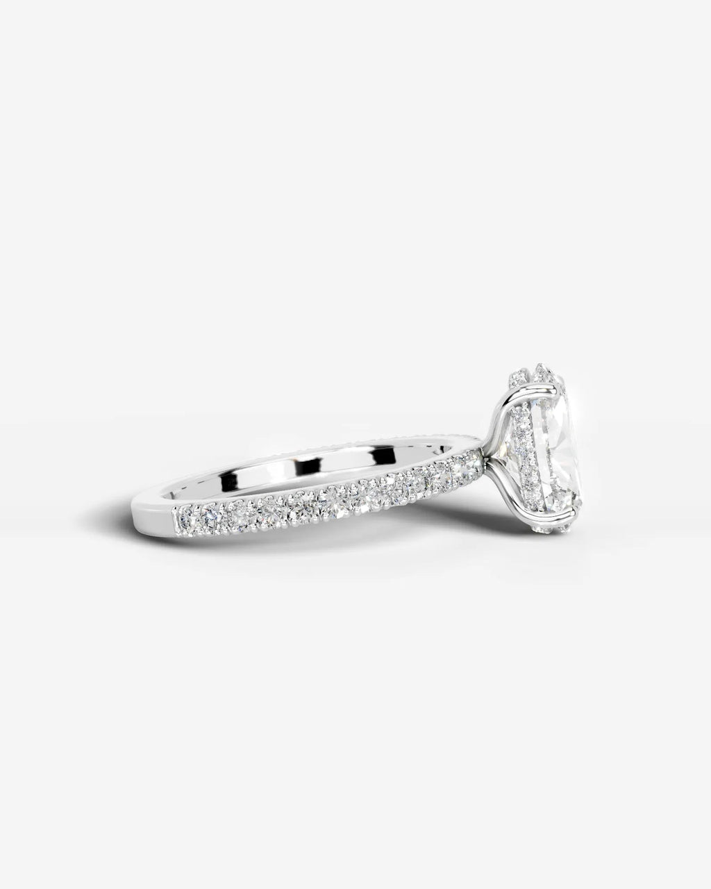 2 Carat Lab Grown Oval Cut Diamond Pavé Ring