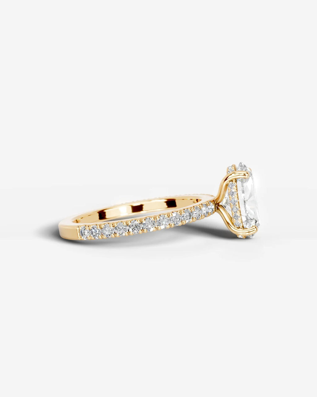 2 Carat Lab Grown Oval Cut Diamond Pavé Ring