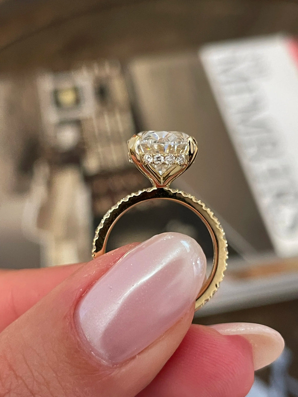 2 Carat Lab Grown Oval Cut Diamond Pavé Ring