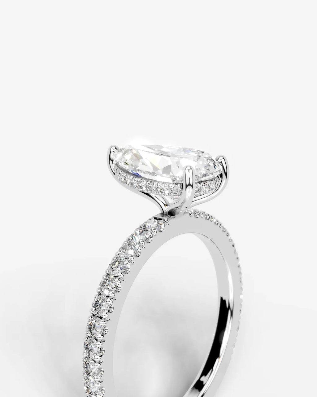 2 Carat Lab Grown Pear Cut Diamond Pavé Ring