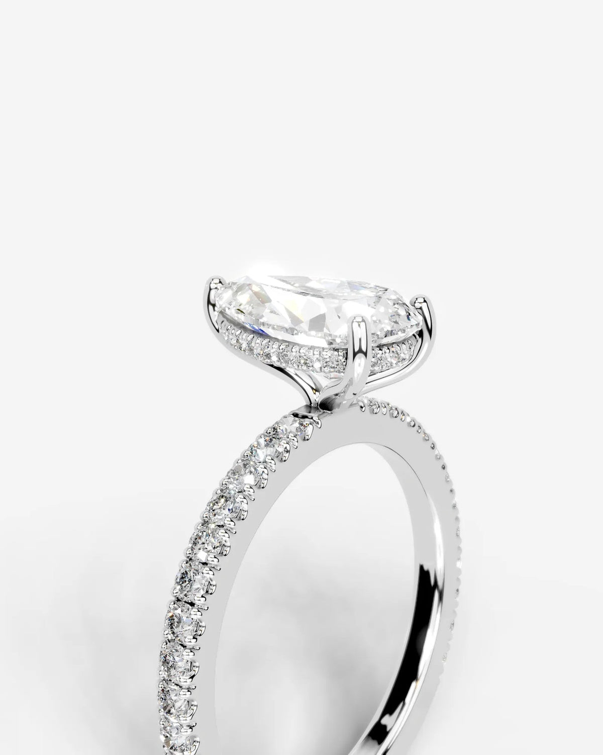 2 Carat Lab Grown Pear Cut Diamond Pavé Ring