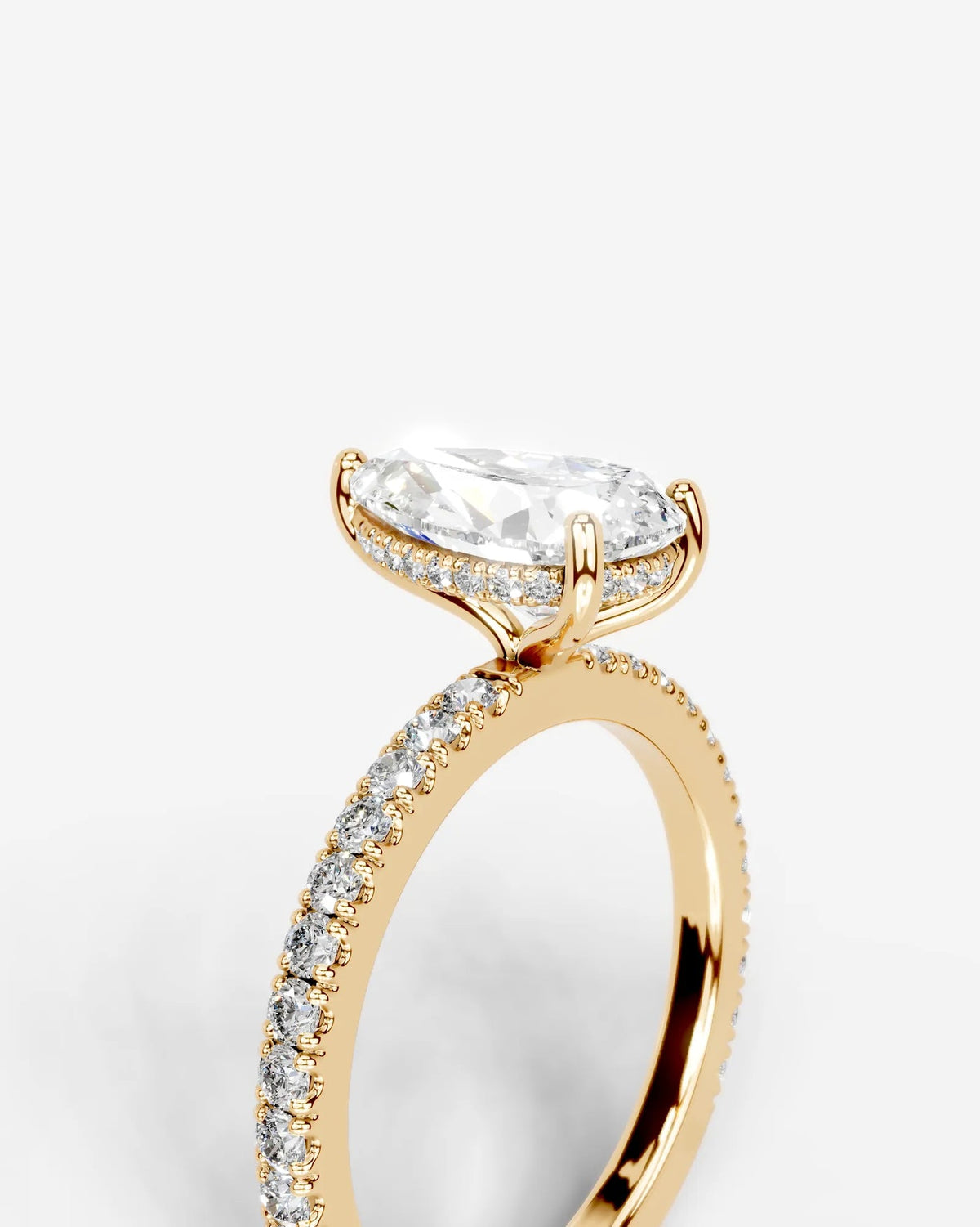 2 Carat Lab Grown Pear Cut Diamond Pavé Ring