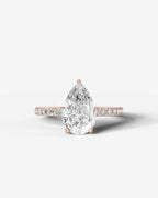 2 Carat Lab Grown Pear Cut Diamond Pavé Ring