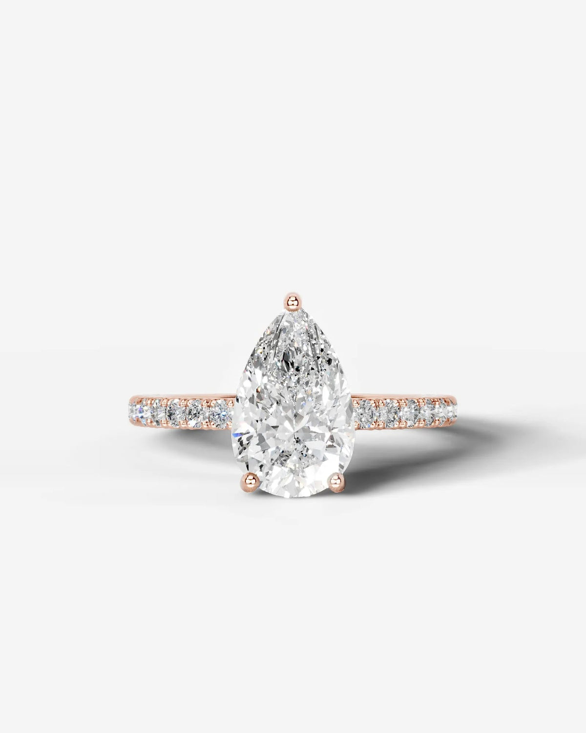 2 Carat Lab Grown Pear Cut Diamond Pavé Ring