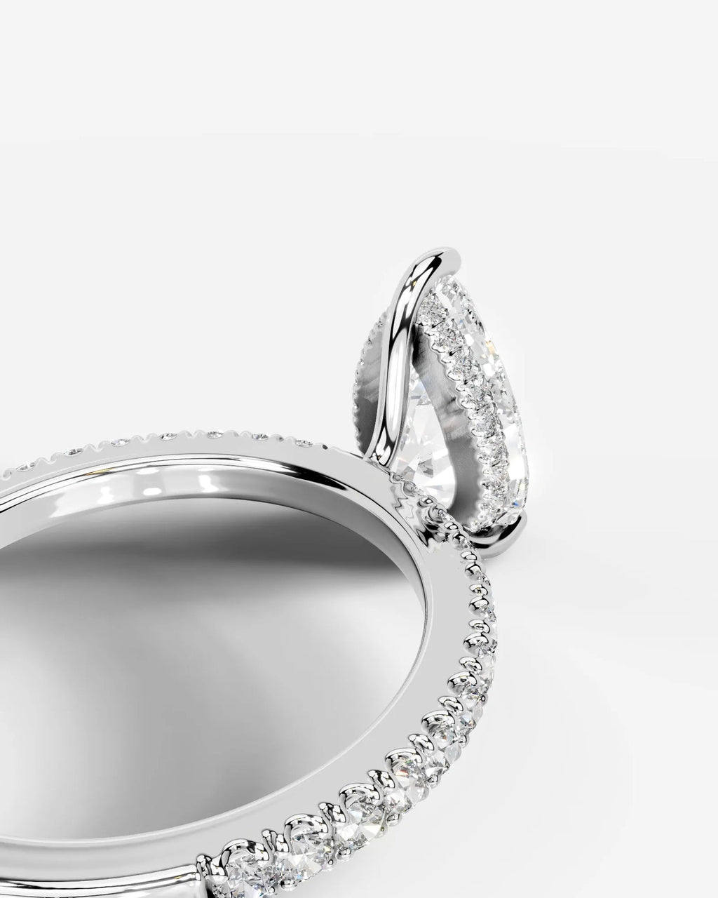 2 Carat Lab Grown Pear Cut Diamond Pavé Ring