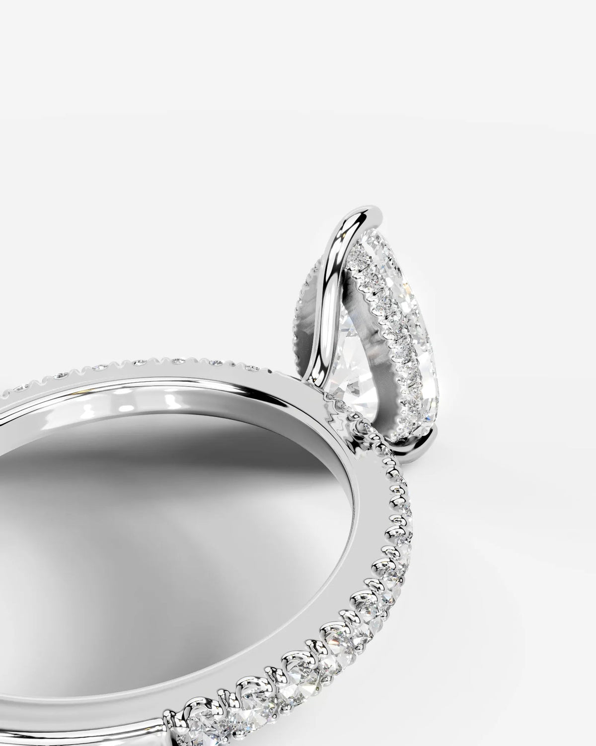 2 Carat Lab Grown Pear Cut Diamond Pavé Ring