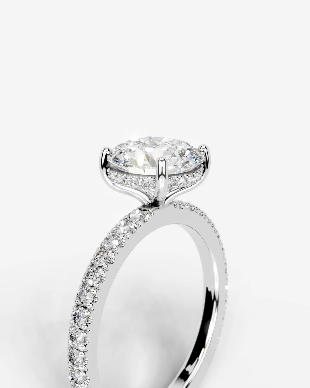 2 Carat Lab Grown Emerald Cut Diamond Pavé Ring