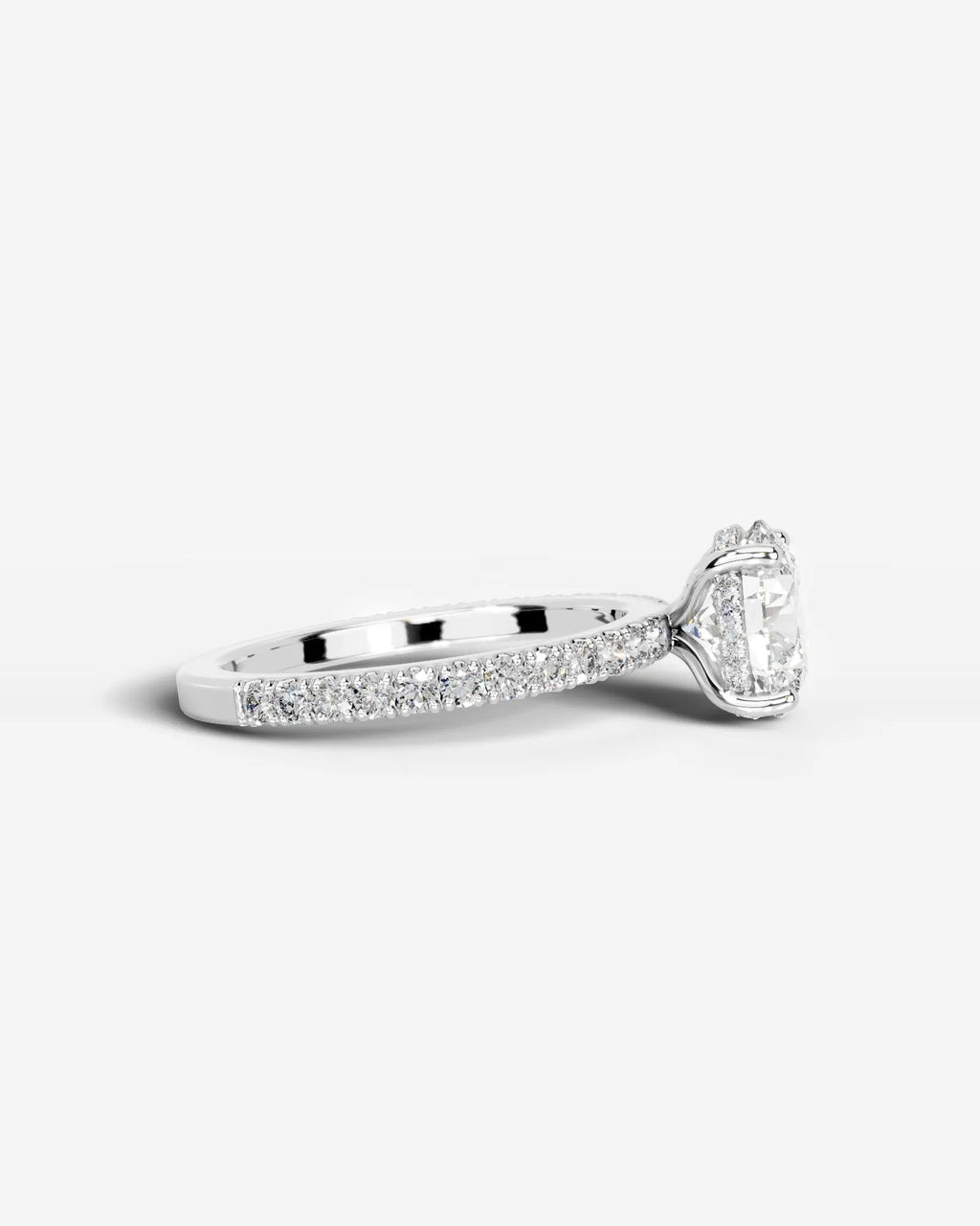 2 Carat Lab Grown Emerald Cut Diamond Pavé Ring