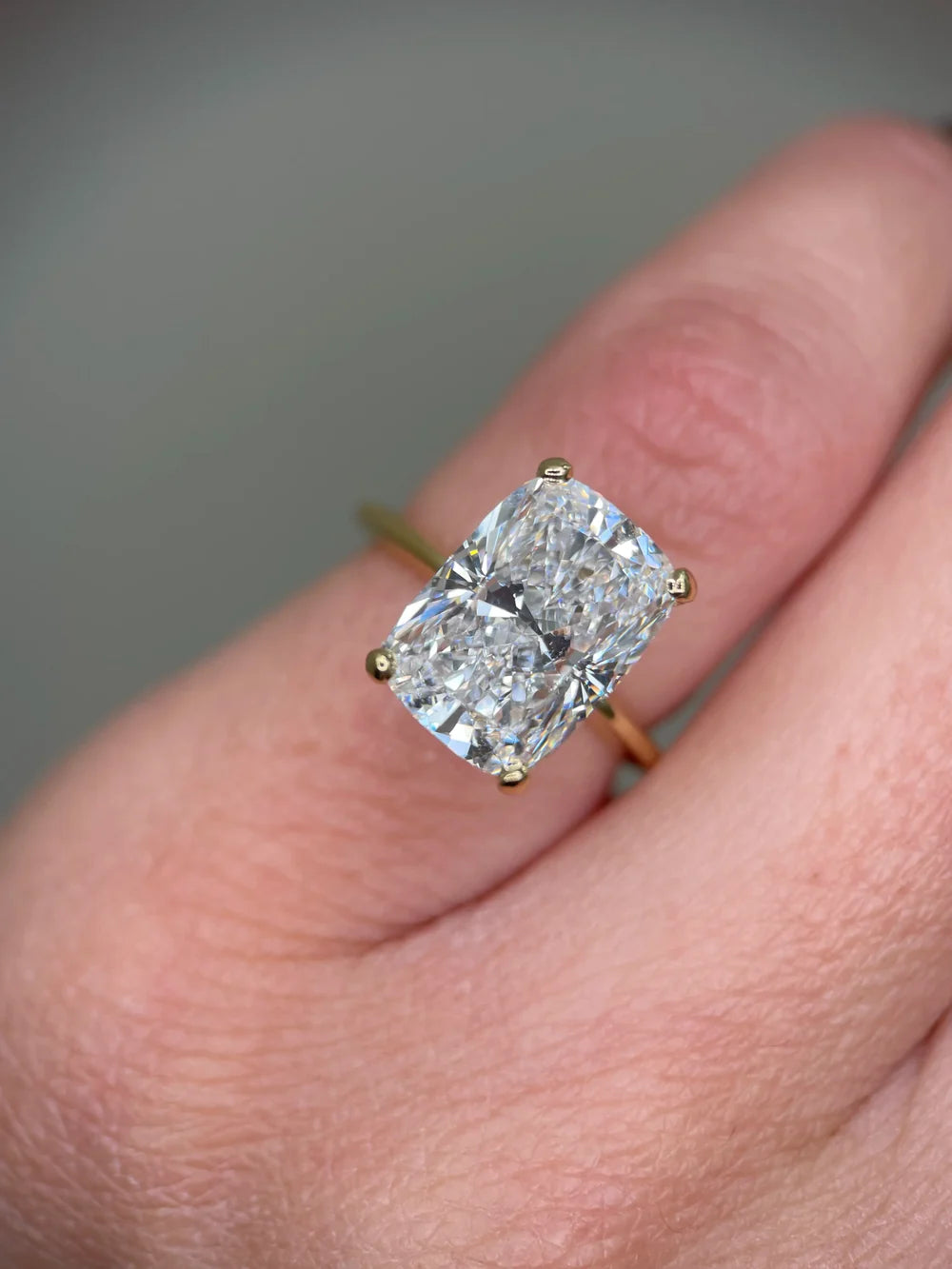 2 Carat Lab Grown Elongated Cushion Diamond Ring