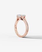 2 Carat Lab Grown Asscher Cut Sculpted Channel Set Diamond Engagement Ring